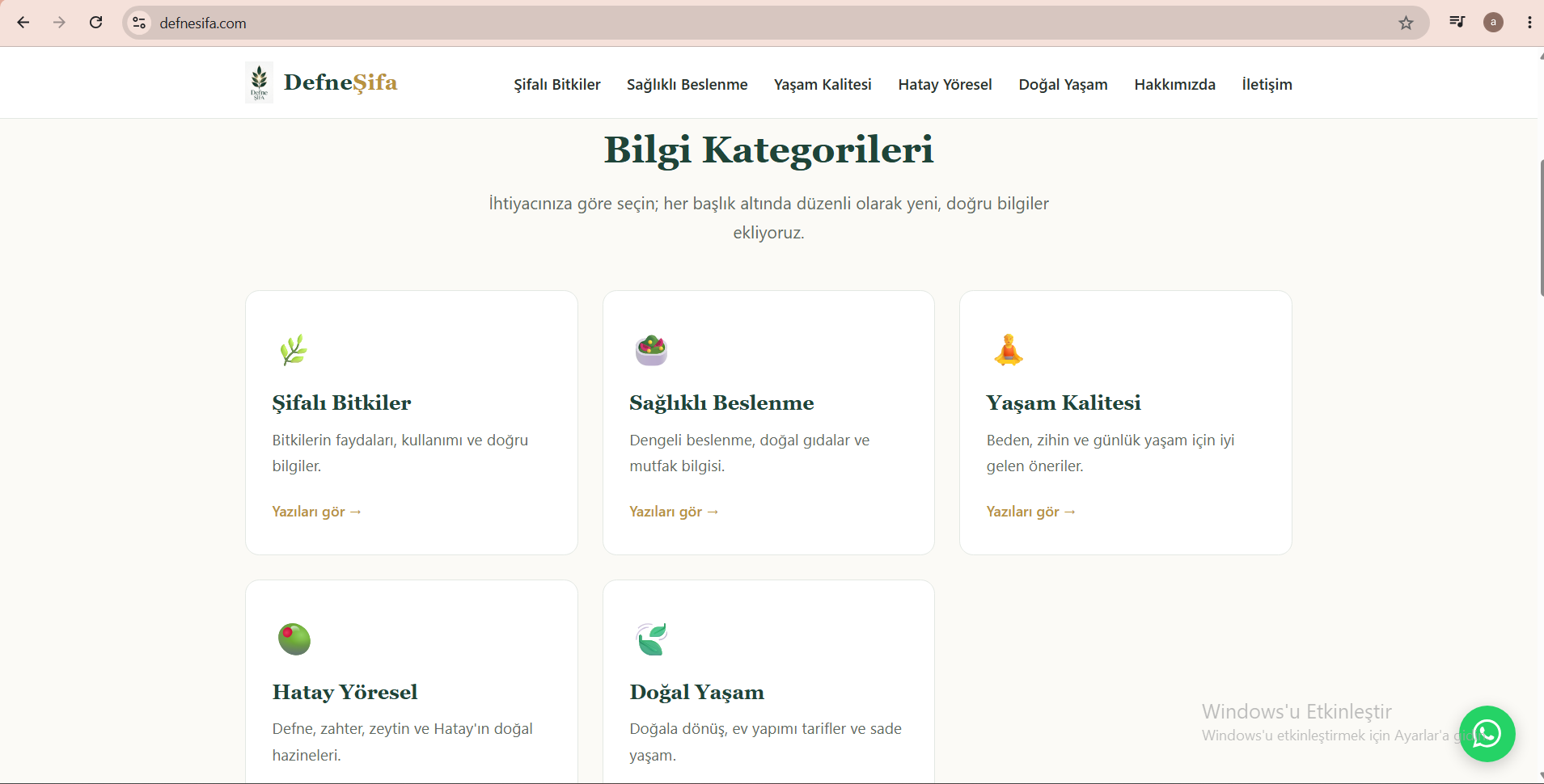 Defne Şifa Web Sitesi - Hatay Şifalı Bitkiler ve Doğal Yaşam Blogu