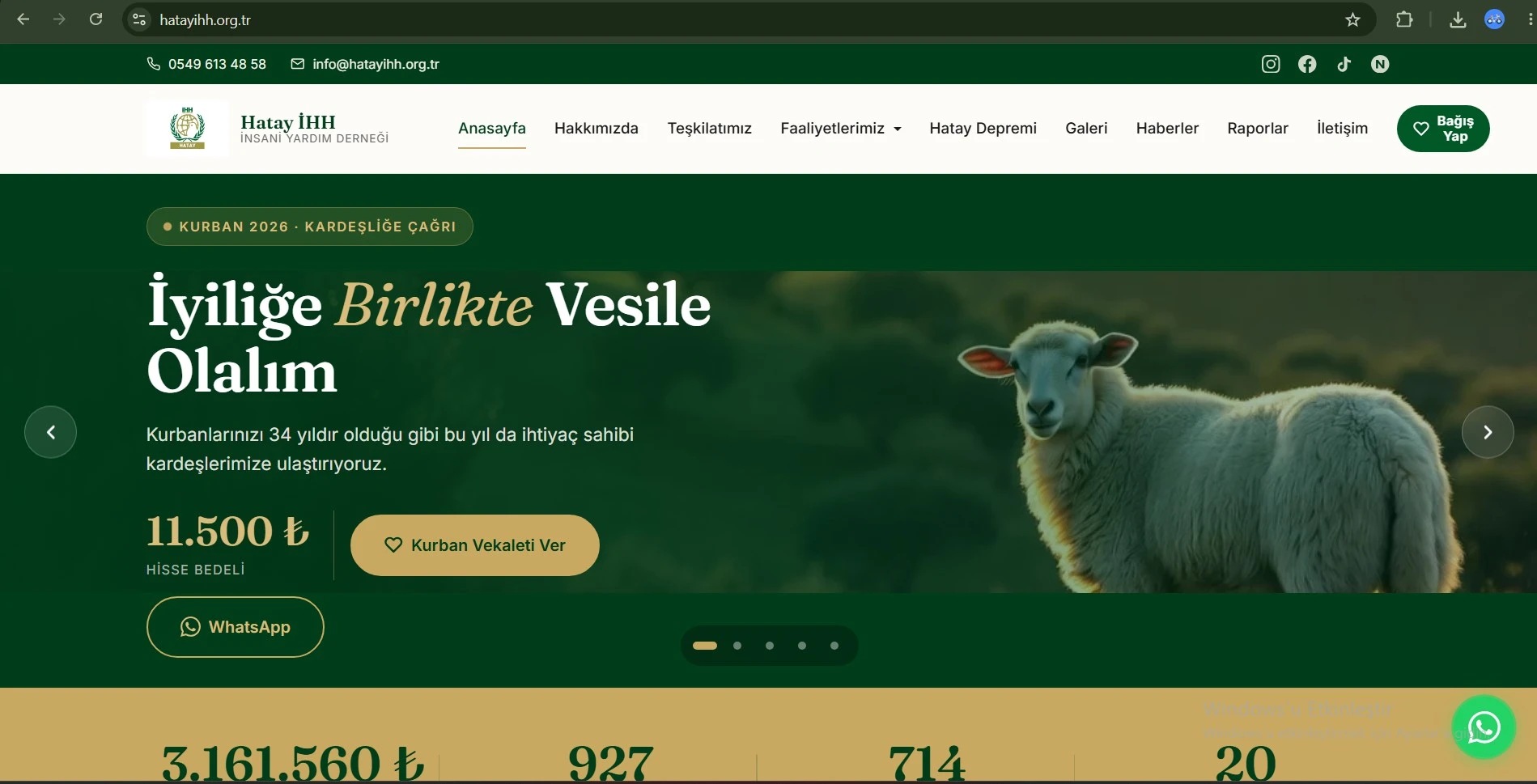 Hatay İHH web sitesi örneği — AKO Dijital